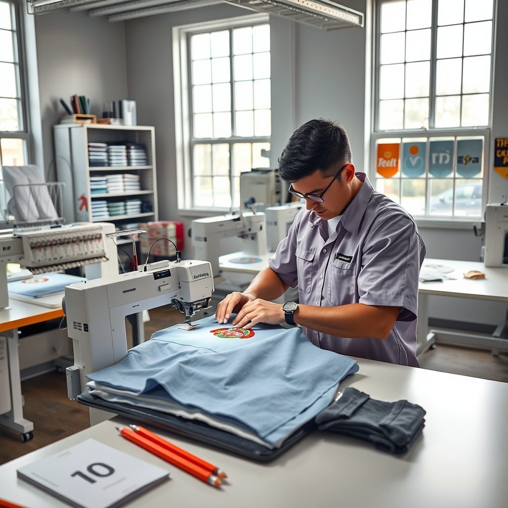 Imagen de un equipo trabajando en bordados